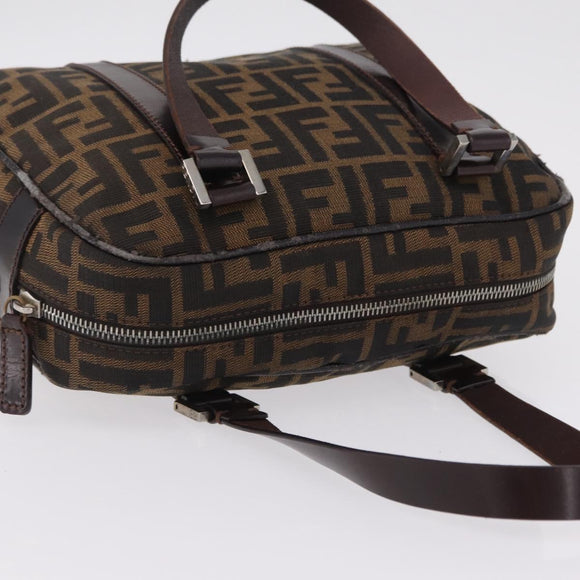 FENDI Zucca Canvas Hand Bag Black Brown Auth mr3164