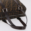 FENDI Zucca Canvas Hand Bag Black Brown Auth mr3164-7