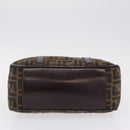FENDI Zucca Canvas Hand Bag Black Brown Auth mr3164-9