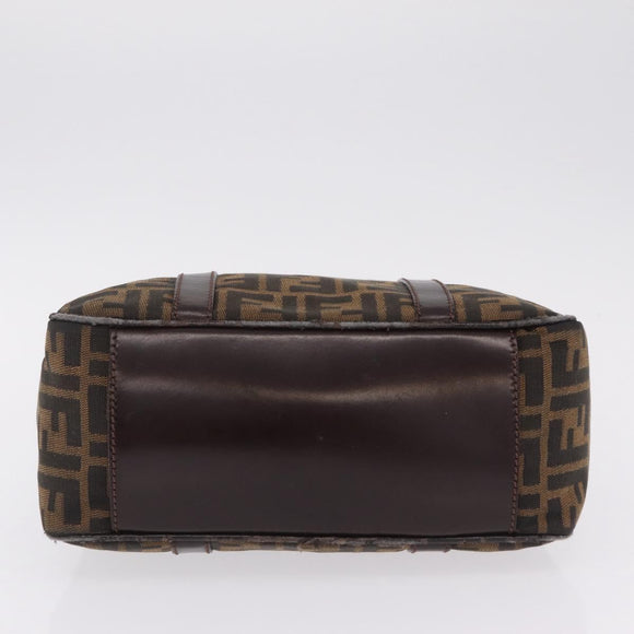 FENDI Zucca Canvas Hand Bag Black Brown Auth mr3164