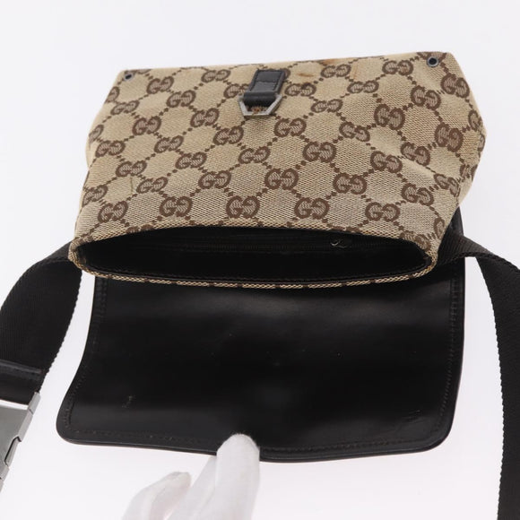 GUCCI GG Canvas Waist bag Beige Silver 92543 Auth mr3166