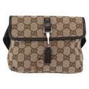GUCCI GG Canvas Waist bag Beige Silver 92543 Auth mr3166-2