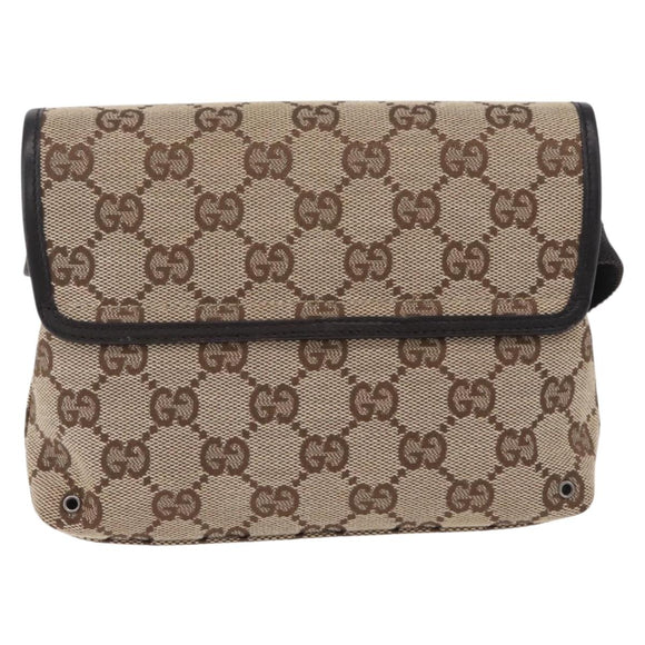 GUCCI GG Canvas Waist bag Beige Silver 92543 Auth mr3166