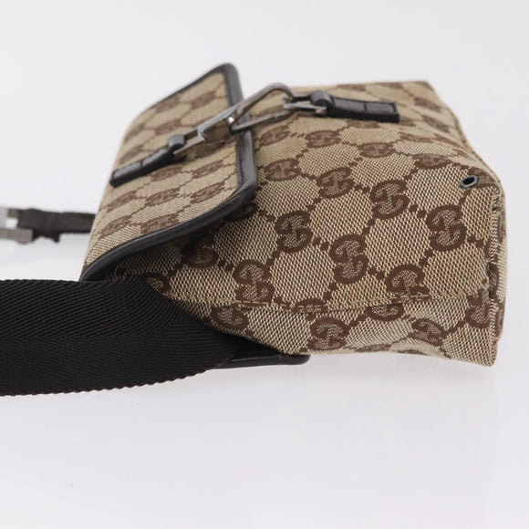 GUCCI GG Canvas Waist bag Beige Silver 92543 Auth mr3166