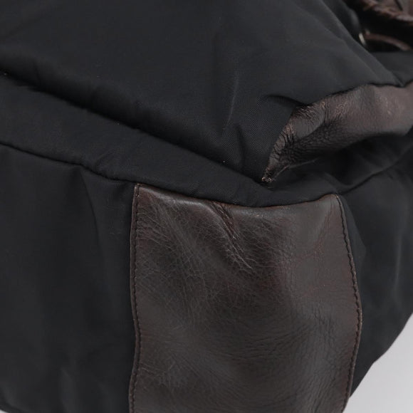 PRADA Shoulder Bag Nylon Leather Black Silver Auth mr3167