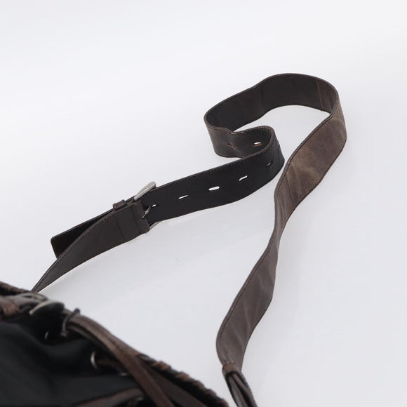 PRADA Shoulder Bag Nylon Leather Black Silver Auth mr3167
