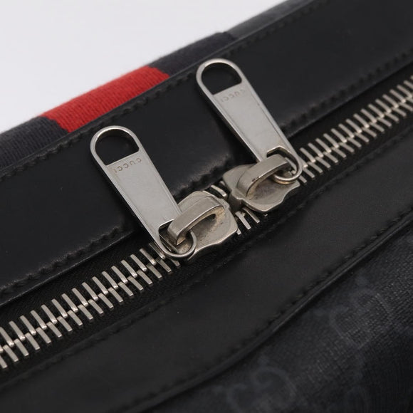 GUCCI GG Supreme Sherry Line Backpack PVC Navy Silver 473324 Auth mr3169A