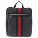 GUCCI GG Supreme Sherry Line Backpack PVC Navy Silver 473324 Auth mr3169A-2