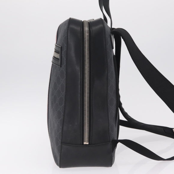 GUCCI GG Supreme Sherry Line Backpack PVC Navy Silver 473324 Auth mr3169A