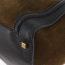 CELINE Luggage Medium Hand Bag Suede Leather Beige Gold black Auth mr3170A-15