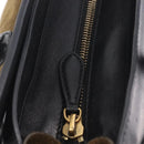 CELINE Luggage Medium Hand Bag Suede Leather Beige Gold black Auth mr3170A-17