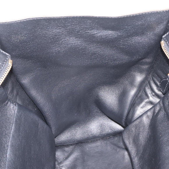 CELINE Luggage Medium Hand Bag Suede Leather Beige Gold black Auth mr3170A