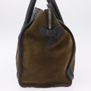CELINE Luggage Medium Hand Bag Suede Leather Beige Gold black Auth mr3170A-5