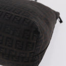 FENDI Zucchino Canvas Tote Bag Brown Silver Auth mr3171-11