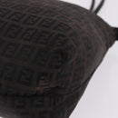 FENDI Zucchino Canvas Tote Bag Brown Silver Auth mr3171-13