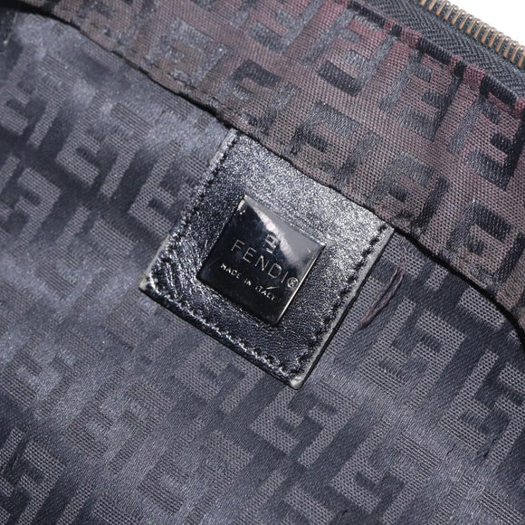 FENDI Zucchino Canvas Tote Bag Brown Silver Auth mr3171