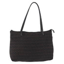 FENDI Zucchino Canvas Tote Bag Brown Silver Auth mr3171-2