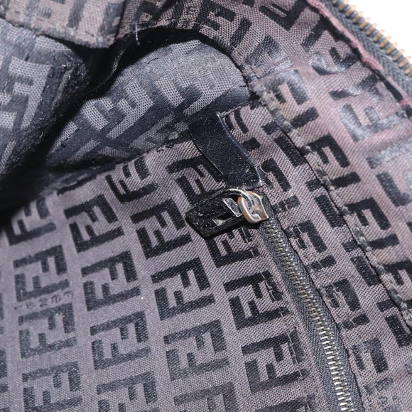 FENDI Zucchino Canvas Tote Bag Brown Silver Auth mr3171