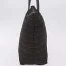 FENDI Zucchino Canvas Tote Bag Brown Silver Auth mr3171-5