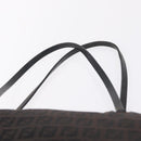 FENDI Zucchino Canvas Tote Bag Brown Silver Auth mr3171-8