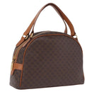 CELINE Macadam Canvas Hand Bag PVC Leather Brown Gold Auth mr3172A-1