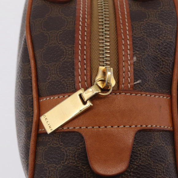 CELINE Macadam Canvas Hand Bag PVC Leather Brown Gold Auth mr3172A
