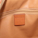 CELINE Macadam Canvas Hand Bag PVC Leather Brown Gold Auth mr3172A-17