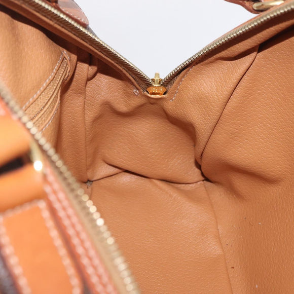 CELINE Macadam Canvas Hand Bag PVC Leather Brown Gold Auth mr3172A