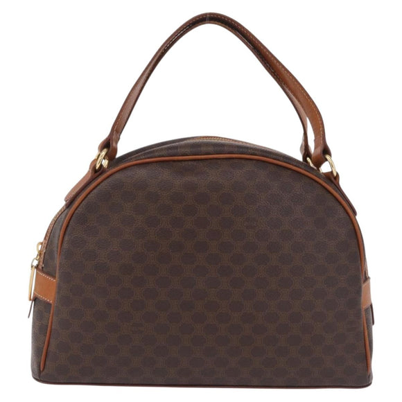 CELINE Macadam Canvas Hand Bag PVC Leather Brown Gold Auth mr3172A