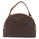 CELINE Macadam Canvas Hand Bag PVC Leather Brown Gold Auth mr3172A-3