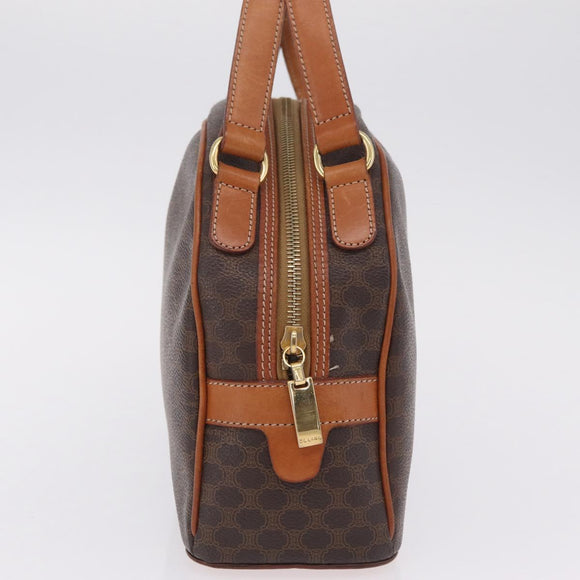 CELINE Macadam Canvas Hand Bag PVC Leather Brown Gold Auth mr3172A