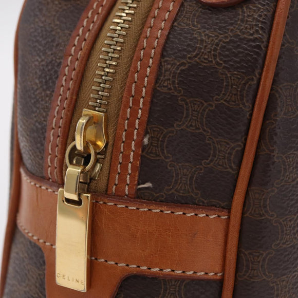 CELINE Macadam Canvas Hand Bag PVC Leather Brown Gold Auth mr3172A