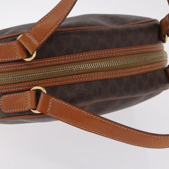 CELINE Macadam Canvas Hand Bag PVC Leather Brown Gold Auth mr3172A