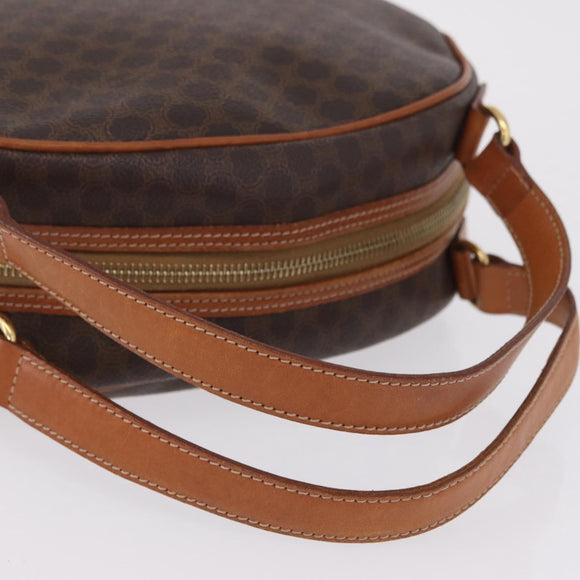 CELINE Macadam Canvas Hand Bag PVC Leather Brown Gold Auth mr3172A