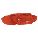 PRADA Waist bag Nylon Orange Silver Auth mr3174A-1