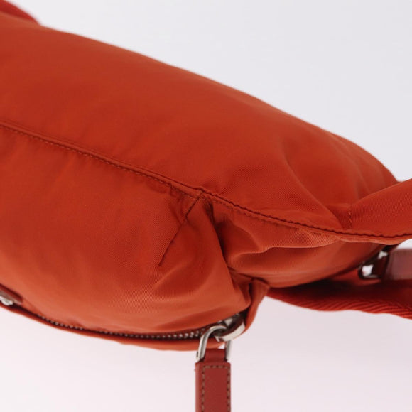 PRADA Waist bag Nylon Orange Silver Auth mr3174A