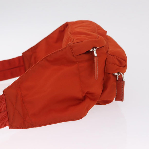 PRADA Waist bag Nylon Orange Silver Auth mr3174A