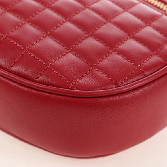 CELINE Shoulder Bag Leather Red Gold Auth mr3175V