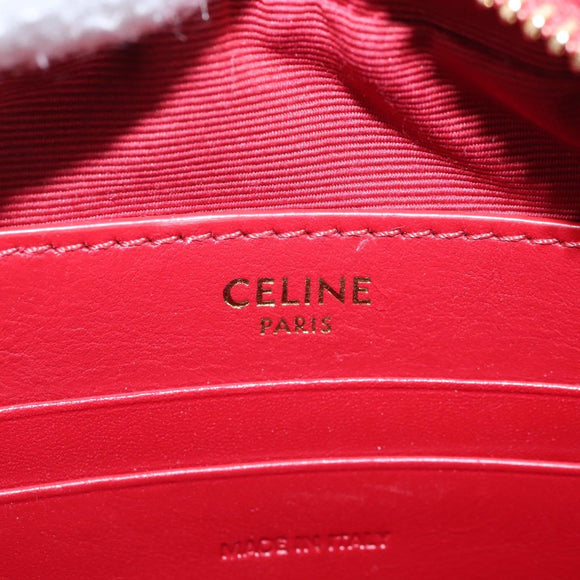 CELINE Shoulder Bag Leather Red Gold Auth mr3175V