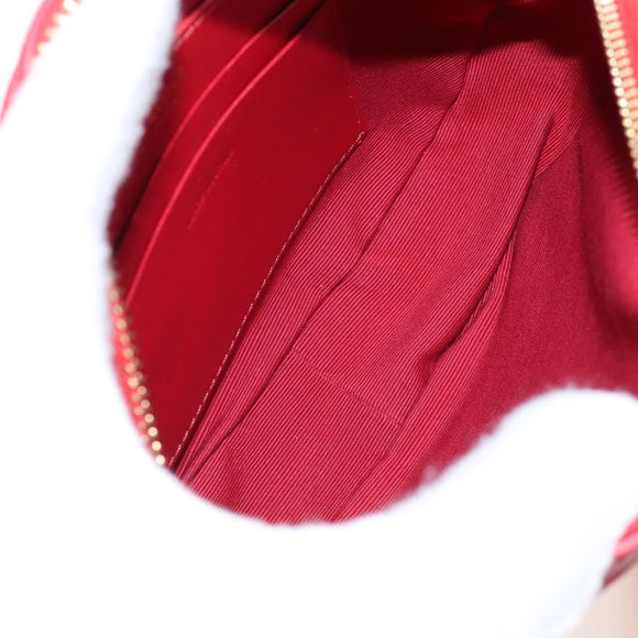 CELINE Shoulder Bag Leather Red Gold Auth mr3175V