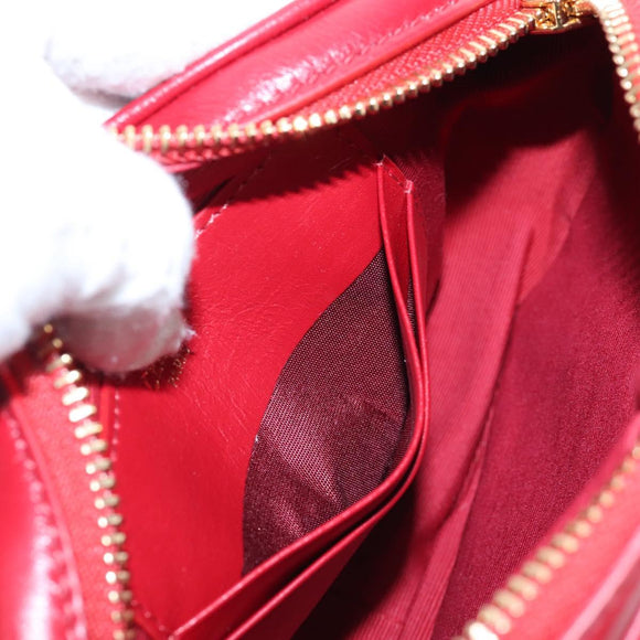 CELINE Shoulder Bag Leather Red Gold Auth mr3175V