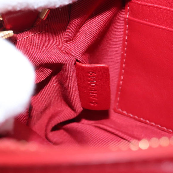 CELINE Shoulder Bag Leather Red Gold Auth mr3175V