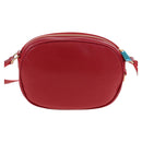 CELINE Shoulder Bag Leather Red Gold Auth mr3175V-3