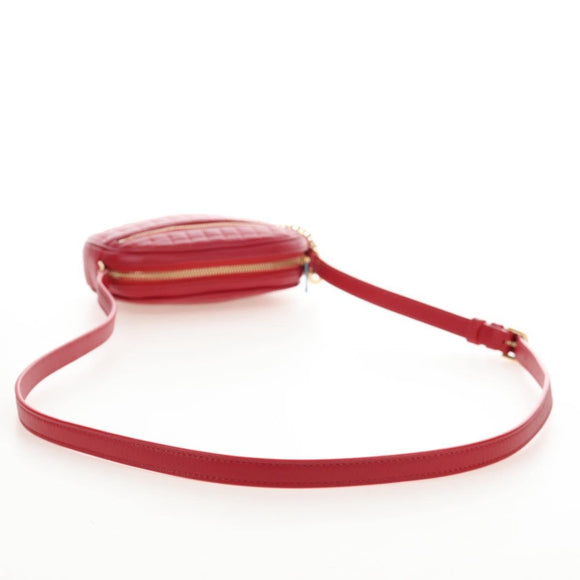 CELINE Shoulder Bag Leather Red Gold Auth mr3175V