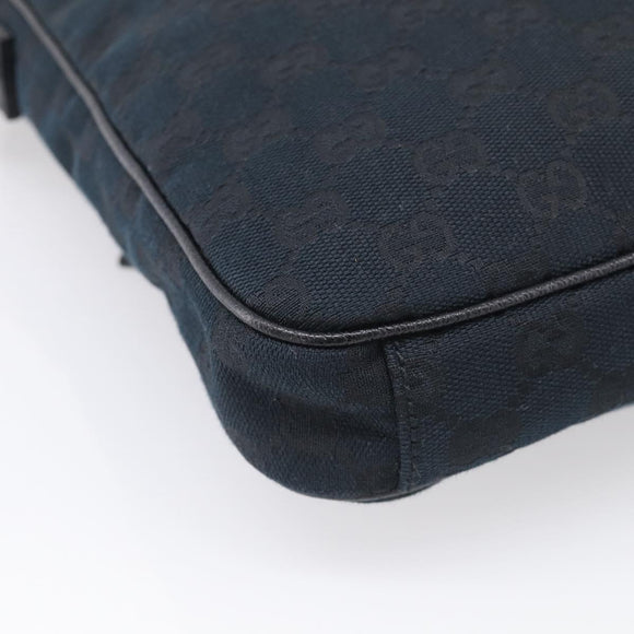 GUCCI GG Canvas Shoulder Bag Black Silver 92551 Auth mr3177A
