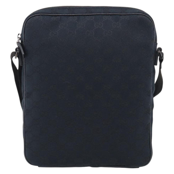 GUCCI GG Canvas Shoulder Bag Black Silver 92551 Auth mr3177A