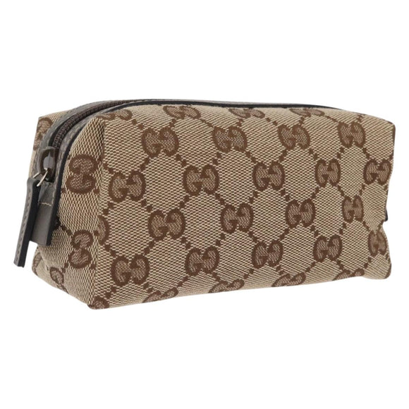 GUCCI GG Canvas Pouch Beige Gold 29596 Auth mr3179A