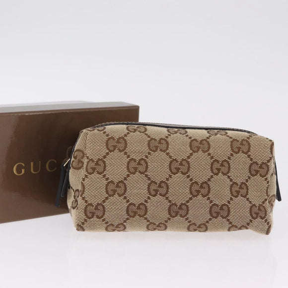 GUCCI GG Canvas Pouch Beige Gold 29596 Auth mr3179A