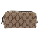 GUCCI GG Canvas Pouch Beige Gold 29596 Auth mr3179A-2