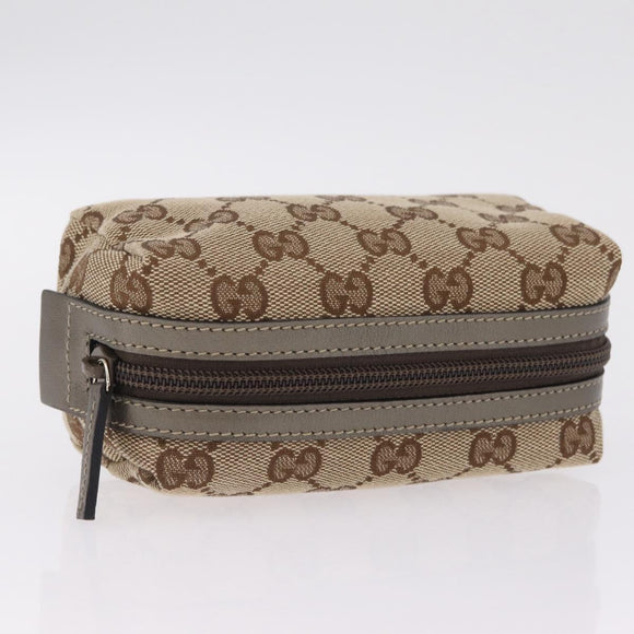 GUCCI GG Canvas Pouch Beige Gold 29596 Auth mr3179A